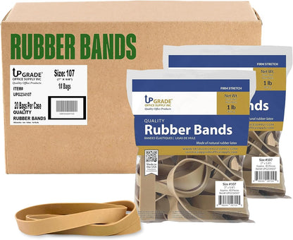 Upgrade Office Supply UPG234107PK2 Rubber Bands, Size 107 (7 x 5/8), 80 Bands, 1 lb 2-Pack, USA