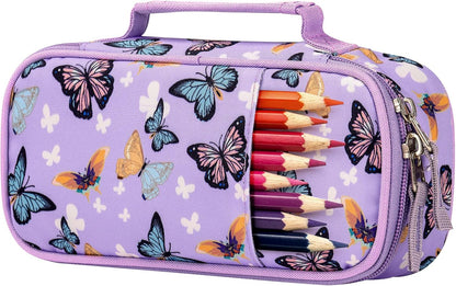 Choco Mocha Butterfly Pencil Case for Girls, Soft Pencil Case Kids Pencils Pouch for Kindergarten Girls, Purple