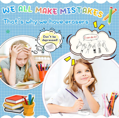 Nezyo 100 Pcs Inspirational Erasers Bulk for Kids Back to School Gifts Fun Erasers Motivational Reward Supplies for Classrooms Students Teachers Office Supplies(White)