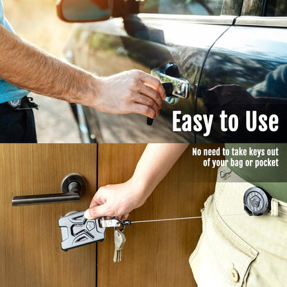 MNGARISTA Upgraded Heavy Duty Retractable Keychain with Belt Clip, 10 OZ Retraction, 31.5" Stainless Steel Cord, 3K Carbon Fiber ID Badge Reel with Badge Strap and Key Ring