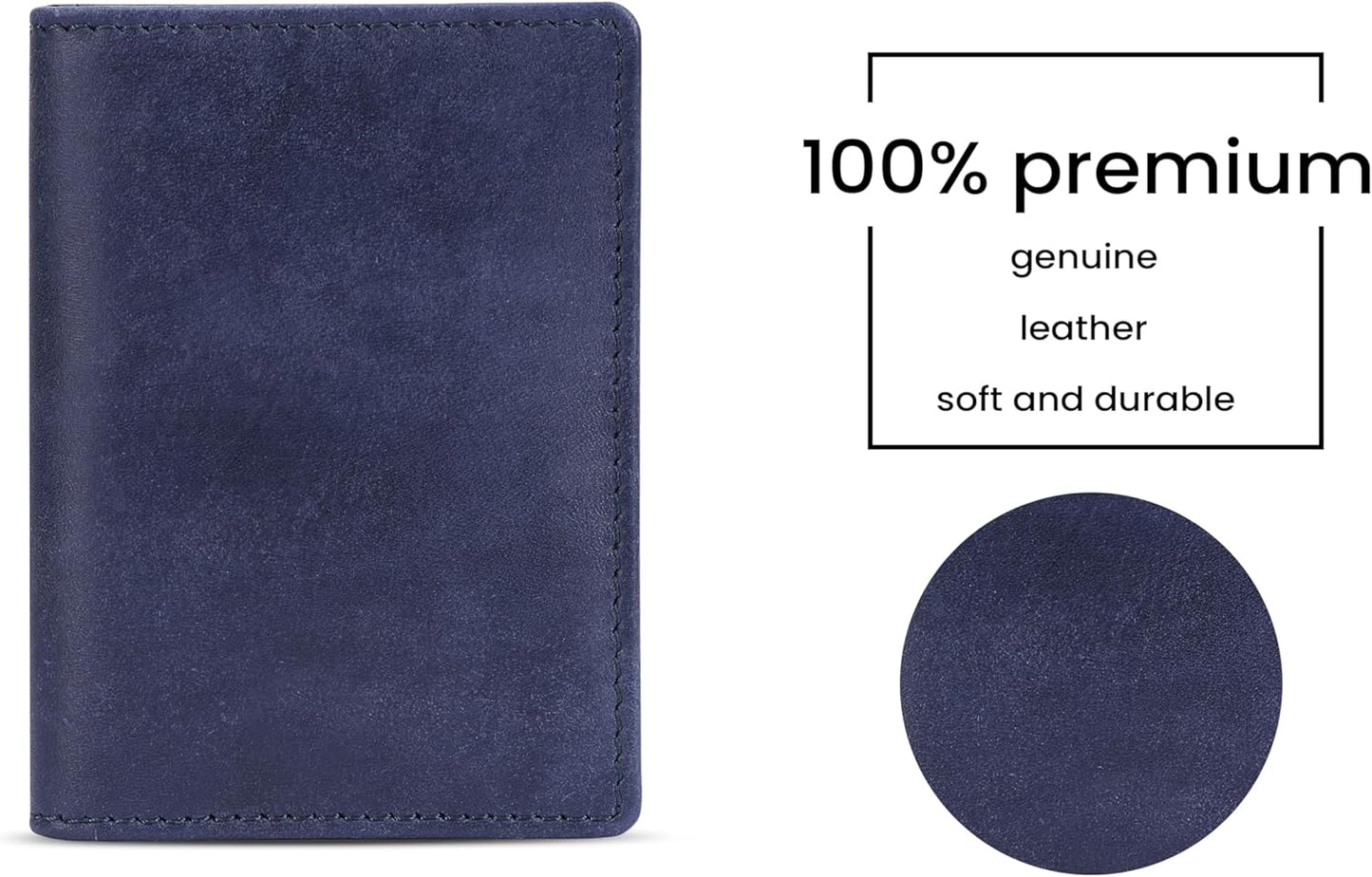 Premium Leather Card Wallet, RFID Blocking Expandable Business Card Case, Bifold Card Holder for Men and Women, Men's Purse, Wallet for Men (Business Card Wallet, Blue)