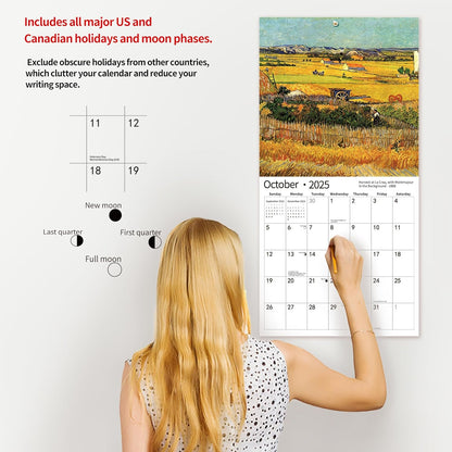 2025 Wall Calendar,Calendar 2025, January 2025 - December 2025, Wall Calendar Vincent van Gogh Painting, 12" x 24" Opened,Full Page Months Thick & Sturdy Paper for Calendar Organizing & Planning