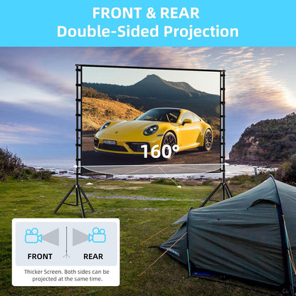 TOWOND Projector Screen and Stand, 180 inch Outdoor Projector Screen 15 FT Large Projection Screen, Portable 16:9 4K HD Rear Front Movie Screen with Carry Bag Wrinkle-Free Design for Backyard Theater