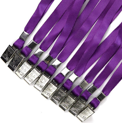 Beebel Purple Lanyards 100 Pack Nylon Flat Badge Lanyard for Id Badge Name Tag (Purple, 100 Pack)