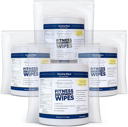 Fitness Gym Equipment Wipes - 4 Rolls of 800 Pre-Moistened Cleaning Refill Wet Wipes - For Upwards and Downwards Dispensers