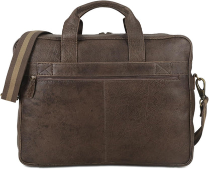 Leather briefcase 18 Inch Laptop Messenger Bags for Men and Women Best Office briefcase Satchel Bag (Grey)