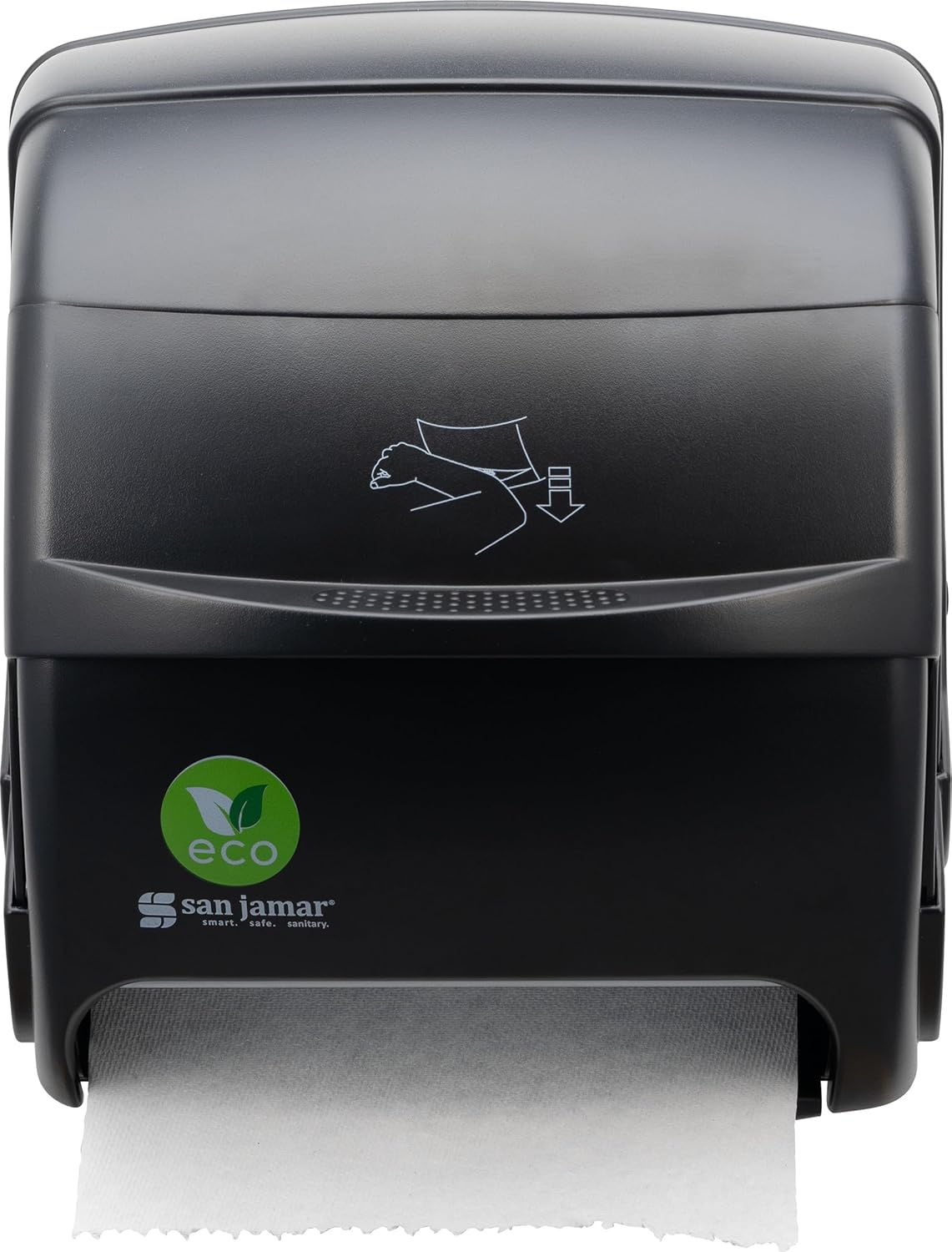 San Jamar Ecologic Integra Recycled Plastic Level Paper Towel Dispenser, Universal Roll Capacity, Wall Mounted Dispenser with Zero Waste for Home and Business Universal, Black