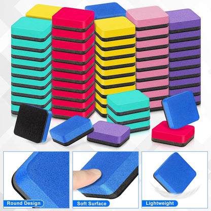 Cube Dry Erase Erasers, 200 Packs Mini Magnetic Whiteboard Dry Erasers in 6 Colors, Chalkboard Cleaner Wiper for Classroom, School, Home, and Office Supplies