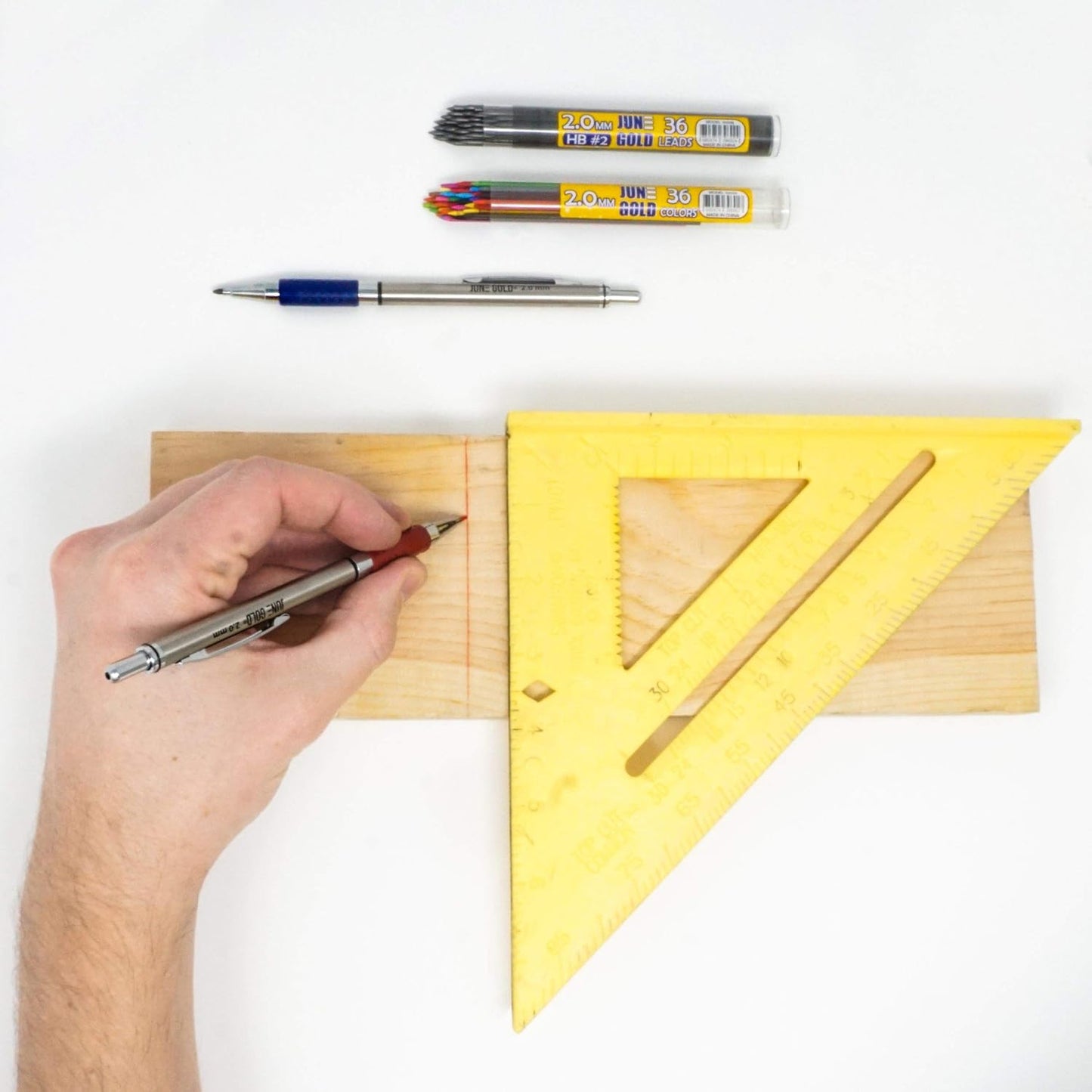 June Gold 36 Blue (Sky #117) Colored 2.0 mm Lead Refills, Bold Thickness for Heavy Use, Break Resistant with a Convenient Dispenser