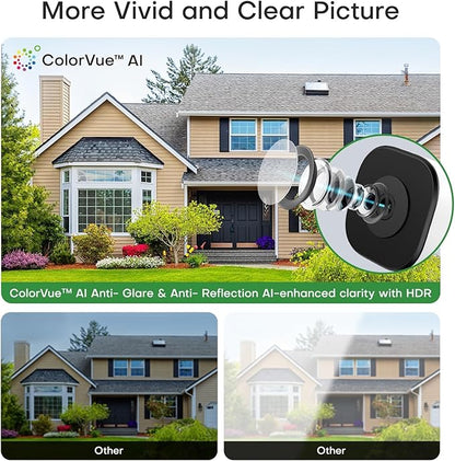 5MP 3K Window Camera for Home Security, 5G&2.4Ghz WiFi Human Detection Alert, AI Full Color Night Vision with Anti-Glare-Reflection 24/7 Events Recording, Easy Magnetic Mount for House/Apartment