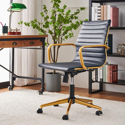 Chair, Desk Computer Chair ，with Armrests ，Ergonomic Office Chair for Home and Office, 17.32 x 22.83 x 35.43 inches, Multiple Colors (Gold Navy)