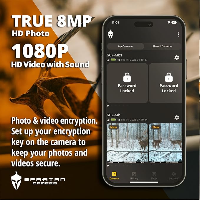 Spartan Camera GoCam2 Cellular-2 Pack, APP Control Trail Camera, 4G LTE, 1080P Video, FHD Photos, No Glow, Night Vision, Motion Activated, IP65 Water Resistant (Spartan Areus, Multi-Carrier)