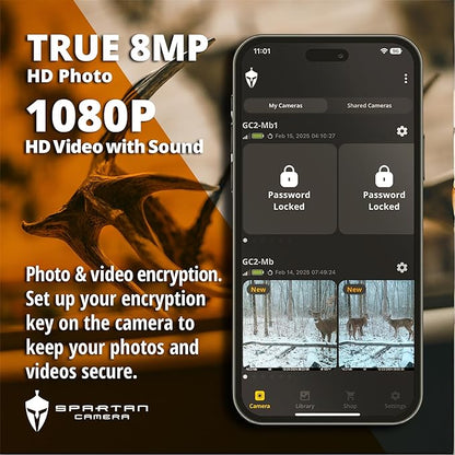 Spartan Camera GoCam2 Cellular-2 Pack, APP Control Trail Camera, 4G LTE, 1080P Video, FHD Photos, No Glow, Night Vision, Motion Activated, IP65 Water Resistant (Spartan Areus, Multi-Carrier)