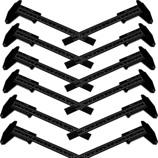 Honoson 10 Pcs Plastic Vernier Caliper 0-6 Inch/0-150 mm for School Student Black Mini Double Scale Sliding Gauge Measuring Tool Vernier Caliper Eyebrow Mapping Ruler Tool for Office Tattoo Artists