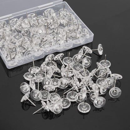 150PCS Clear Thumb Tacks - Standard Push Pins With Steel Points and Transparent Plastic Heads for Bulletin Boards, Crafts, and Office Organization