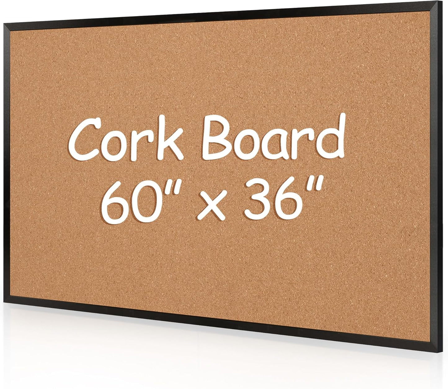 Board2by Extra Large Cork Bulletin Board 60" X 36", Black Wood Framed 5'x3' Corkboard for Wall, Wall Mounted Notice Pin Board with 18 Push Pins for School, Home & Office