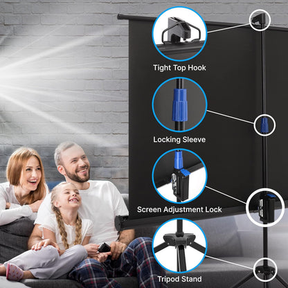Pyle Projector Screen with Stand - 100-Inch Floor Standing Portable Fold-Out Rollup Matte for Projection, Includes Tripod, Great for Indoor/Outdoor Presentation, Quick Assembly