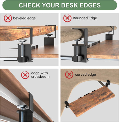 Extra Large Keyboard Tray Under Desk - Slide Out with Sturdy C-Clip Mount System, 31.5" (35.8" Including Clamps) x 11.8" Put-Out Keyboard Tray Computer Drawer, Rustic Vintage Brown