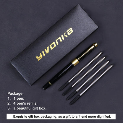 YIVONKA Ballpoint Pen Black Refill,Luxury Ballpoint Line width 0.5mm,Best Ball Pen Gift Set for Men & Women Professional Executive,Office,Nice BallPens Classy Gift Box (Black)