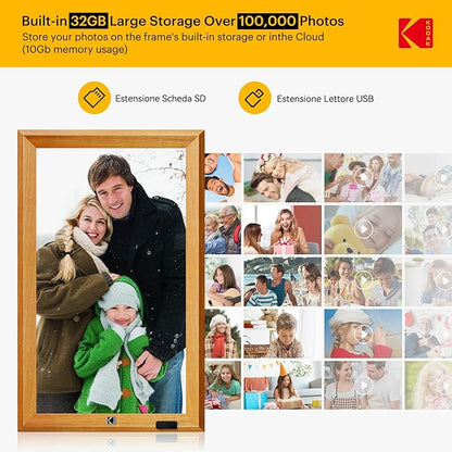 KODAK 23.8" X-Large WiFi Digital Picture Frame - 1920x1080 FHD IPS Display with 32GB Storage, Auto-Rotate, Remote Control, Wall Mountable, Compatible with Alexa, for Family
