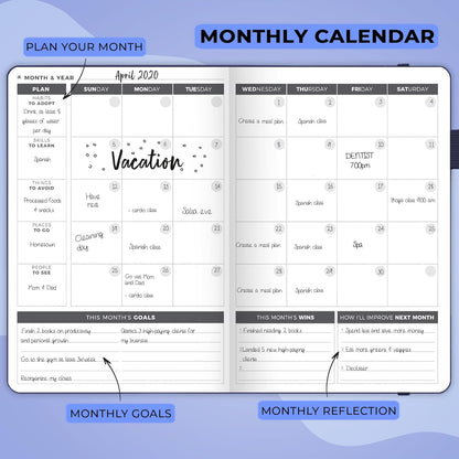 Clever Fox Planner – Undated Weekly & Monthly Planner for Productivity, Time Management & Goals – Organizer Journal – A5 (Dark Blue)