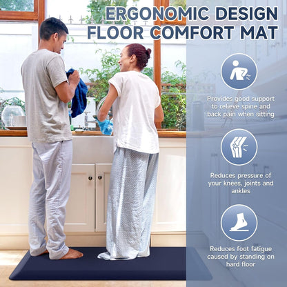 4/5 Inch Thick Kitchen Mat Anti Fatigue Mat Kitchen Rugs Kitchen Decor Non-Slip, Stain Resistant, Waterproof Kitchen Mats Desk Mat for Kitchen, Office, Workshop, Blue, 17'' x 60''