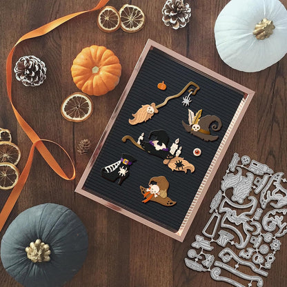 GLOBLELAND Halloween Witch Hat and Shoes Cutting Dies for Card Making Magic Broom Cut Die for DIY Scrapbooking Journal Embossing Paper Craft Decor