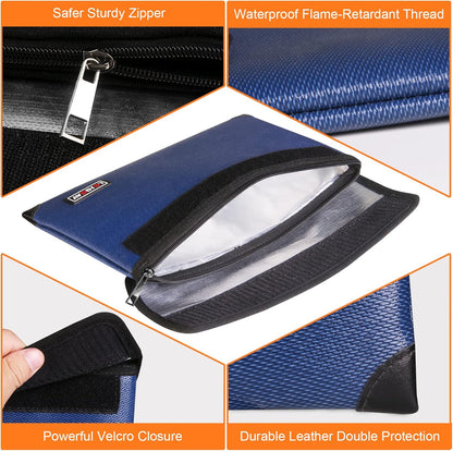 Fireproof Document Bag - with 5200°F Heat Insulated, Waterproof Fireproof Bag with Zipper, 8 Layers of Functional Materials, Fireproof Money Bag for Cash/Documents/Valuables, Fire bag 11"x7.7"