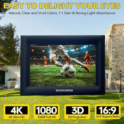 Inflatable Movie Screen Outdoor, 24FT Blow Up Projector Screen for Outside with Air Blower and Carry Bag, Support Front & Rear Projection Easy Set Up for Backyard Movie Night Pool Party