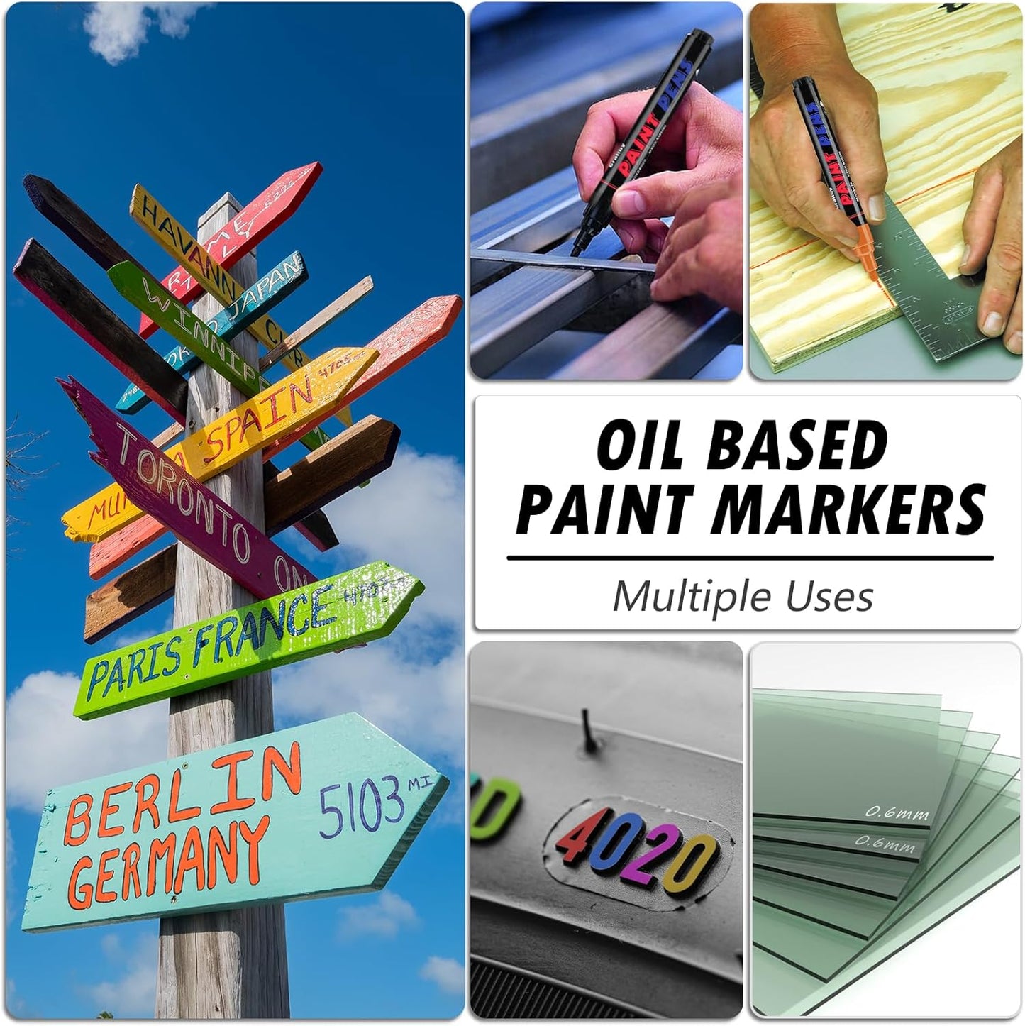 Black Paint Pens Paint Markers - 2 Pack Permanent Quick Dry Waterproof Marker Pens for Rocks Wood Fabric Plastic Canvas Glass Mugs Metal Tire Stone