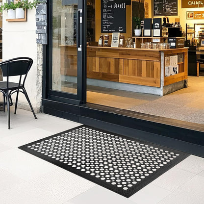 Out Door Rubber Floor Mats Anti Fatigue Restaurant Kitchen Rubber Drainage Mat Durable No Slip Bar Floor Mats Used for Indoor Outdoor Wet Area 24" x 36" Black