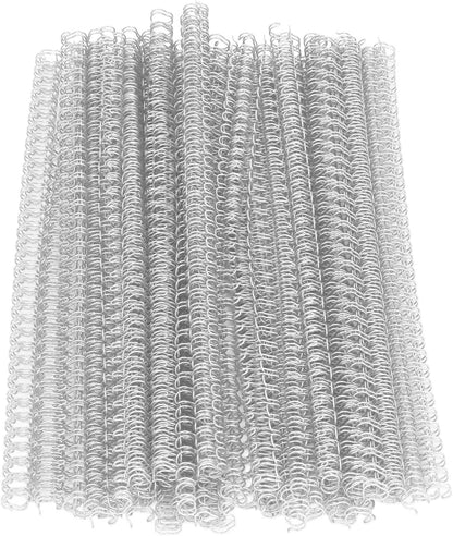 3 to 1 Pitch Twin Loop Wire Binding Spines, 3/8 Inch Book Binder Combs, 100 Pack Spiral Binding Coils for Booking Binder Machine, Students and Coworkers (60 Sheet Capacity, Silver)
