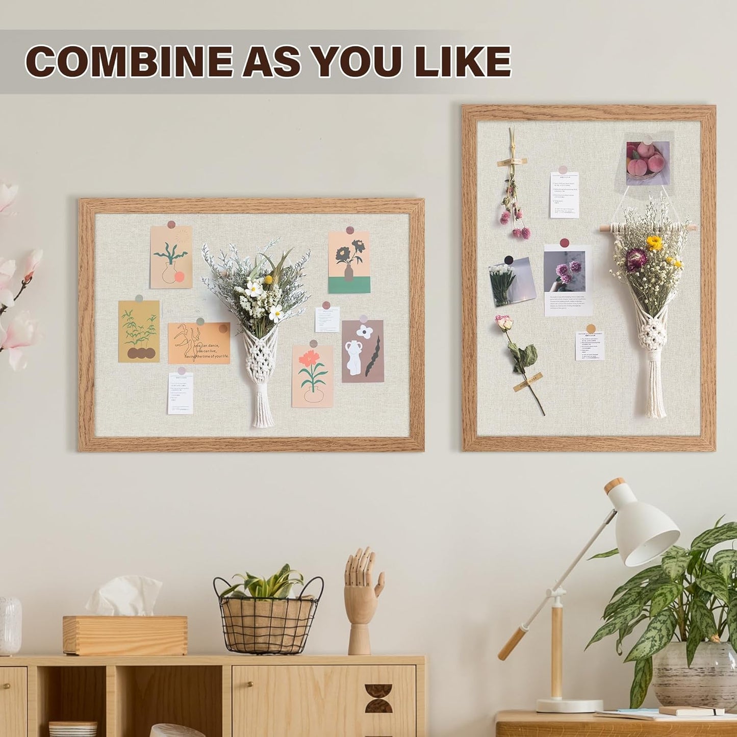 Cork Board Bulletin Board 18" x 24", Large Linen Corkboards with Frame for Walls, Cute Picture Display Pin Board Vision Board for Room School Office Bedroom 20 Pushpins Carbonized Black