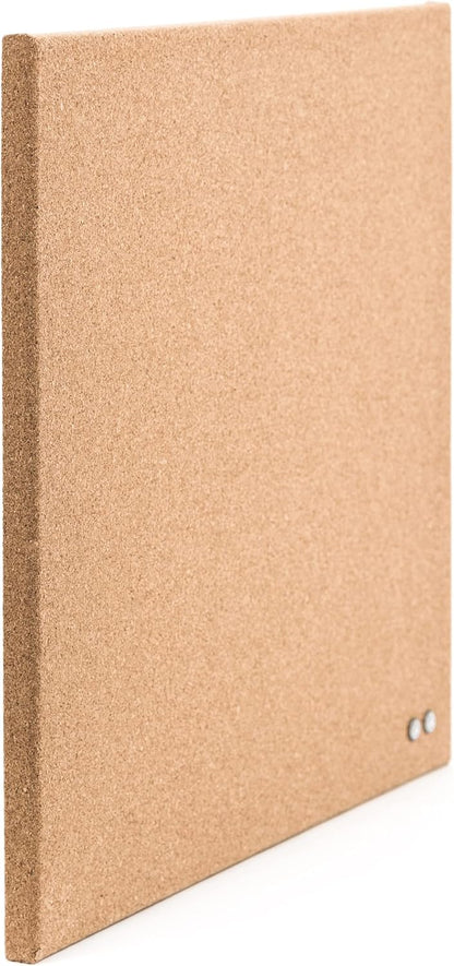 U Brands Frameless Square Cork Bulletin Board, Office Supplies, 14” x 14”, Natural, with Push Pins, 1 Count