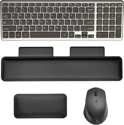 Wireless Keyboard and Mouse Combo with Keyboard Mouse Wrist Rest Pad - Ergonomic Design for Typing Pain Relief, Desk Pads Support Hand and Arm, 2.4G Stable Connection，Adjustable DPI