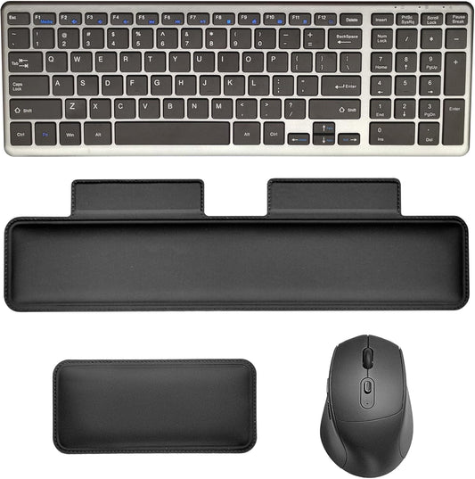 Wireless Keyboard and Mouse Combo with Keyboard Mouse Wrist Rest Pad - Ergonomic Design for Typing Pain Relief, Desk Pads Support Hand and Arm, 2.4G Stable Connection，Adjustable DPI
