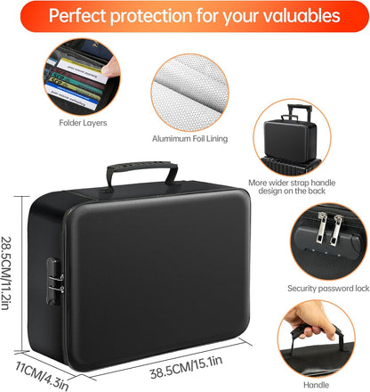 GIANTLUMl 5200°F Fireproof Document Box with Lock,Safe Fireproof Document Bag for Home&Office,Important Documents Organizer,Safety Storage Box Waterproof,8 Layers File Organizer,Portable Travel Safe