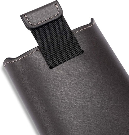 HISCOW Business Card Holder with Flap for Dispensing Cards - Italian Calfskin (Gray)