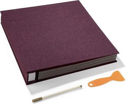 Large Photo Album Self Adhesive 4x6 5x7 3x5 8x10 Scrapbook Magnetic Album DIY Scrap Book Length 13 x Width 12.8 (Inches) 120 Black Sticky Pages Linen Cover DIY Photo Album(Purple)