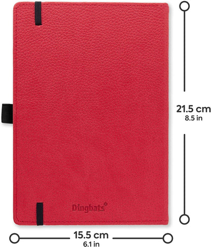 Dingbats* Wildlife Grid Writing Journal Notebook A5 - Vegan Leather Hardcover - Ideal for Work, Travel - Pocket, Elastic Closure, & Bookmark