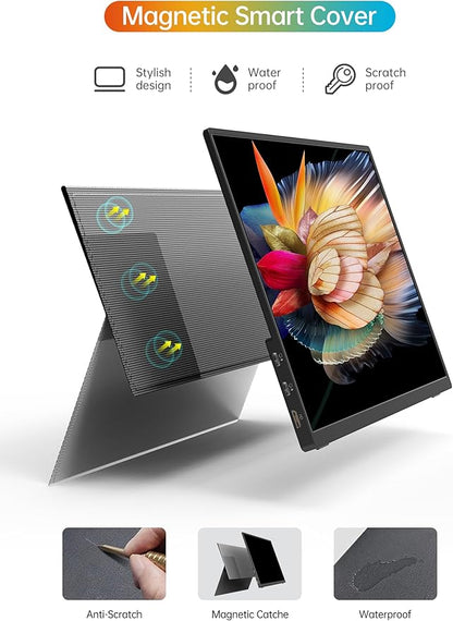 MNN Portable Monitor 14 inch FHD 1920 * 1200P USB C HDMI Ultra-Slim IPS Travel Display w/Speakers, HDR Plug&Play, External Monitor for Laptop PC, Phone,Mac(400cd/m² Brightness)