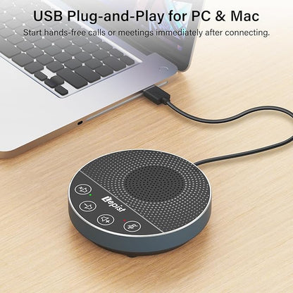 USB Speakerphone,Conference Microphone for Home Office, Omnidirectional Desktop PC Speaker with 360° Voice Pickup, Noise Cancelling, Plug & Play for Zoom/Teams/Skype, Webinar,Online Classes