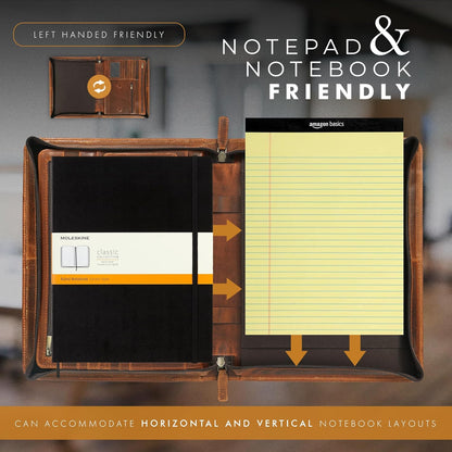 Leather Portfolio Organizer Folio Leather Padfolio Portfolio Binder Portfolio Folder Leather Portfolio for Men Women Business Notebook Cover Resume Folder Legal Pad Portfolio Notebook Holder - ELIZO