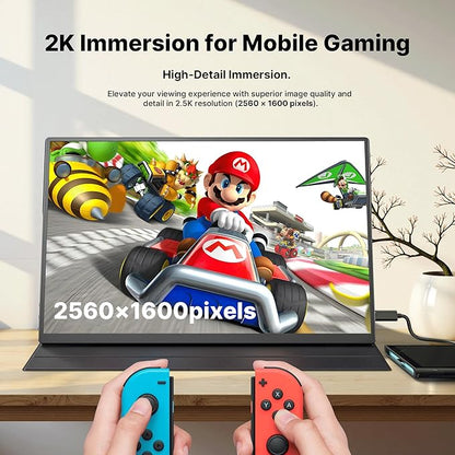 MP Mobile Pixels New 16" 2.5K Fold Portable Monitor, USB-C/HDMI Plug and Play Travel Monitors for Laptop, Laptop Screen Extender Compatible with macOS/Windows/Android/Switch(Protective Cover Included)
