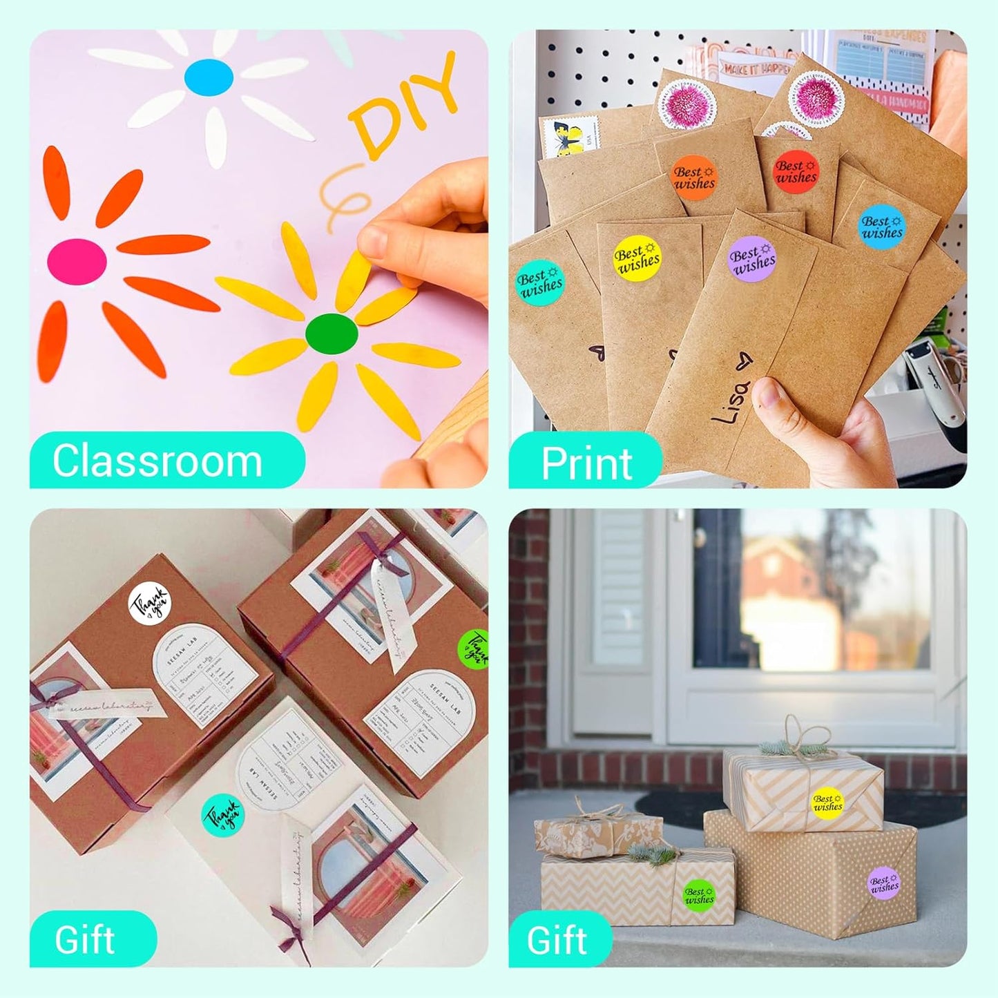 1 Inch Circle Dot Stickers 1000 PCS Color Coding Thermal Labels Dots Writable Printable Small Round Stickers for Office, Classroom, Inventory, Garage, Organizing Storage, Watercolor Green