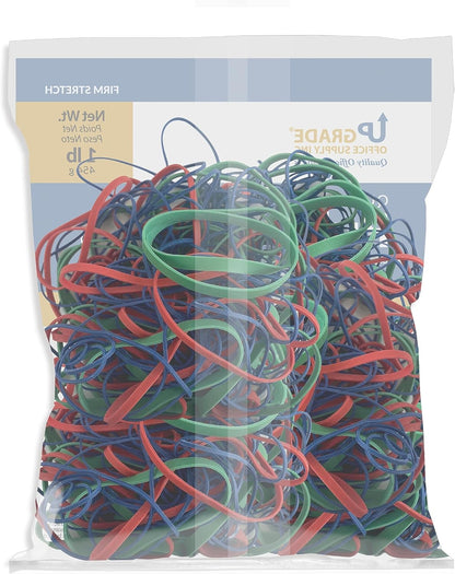 Upgrade Office Supply UPG23454CS Rubber Bands, Assorted Size and Color, 1 lb Bags, 20 Pack Case, USA