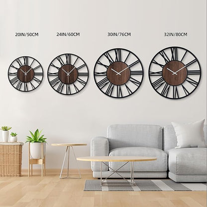30 Inch Large Metal Wall Clock with Voice and Light Sensor Night Light, Glow in The Dark Non-Ticking Silent Battery Operated Decorative Oversized Wall Clock for Bedroom Living Room Decor