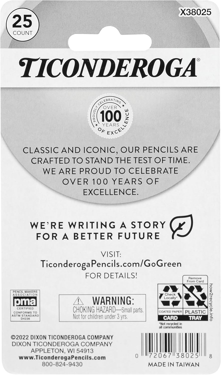 Ticonderoga Pencil Cap Erasers, White, 25 Count, 6 Packs (X38025)