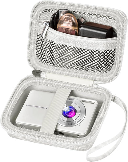 Digital Camera Case Compatible with VAHOIALD FHD 1080P/ for CAMKORY Digital Point and Shoot/for KODAK PIXPRO FZ45-BK 16MP Vlogging/for IWEUKJLO/for Nsoela, Holder for SD Card More- Light Gray