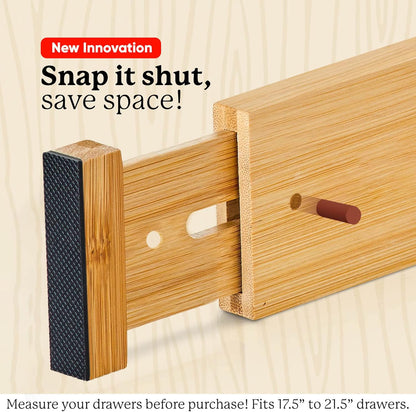 Night Tree Expandable Bamboo Drawer Dividers – Spring-Loaded Wooden Organizers for Clothes, Kitchen Utensils, Bathroom, and Dresser Drawers (18" to 20")